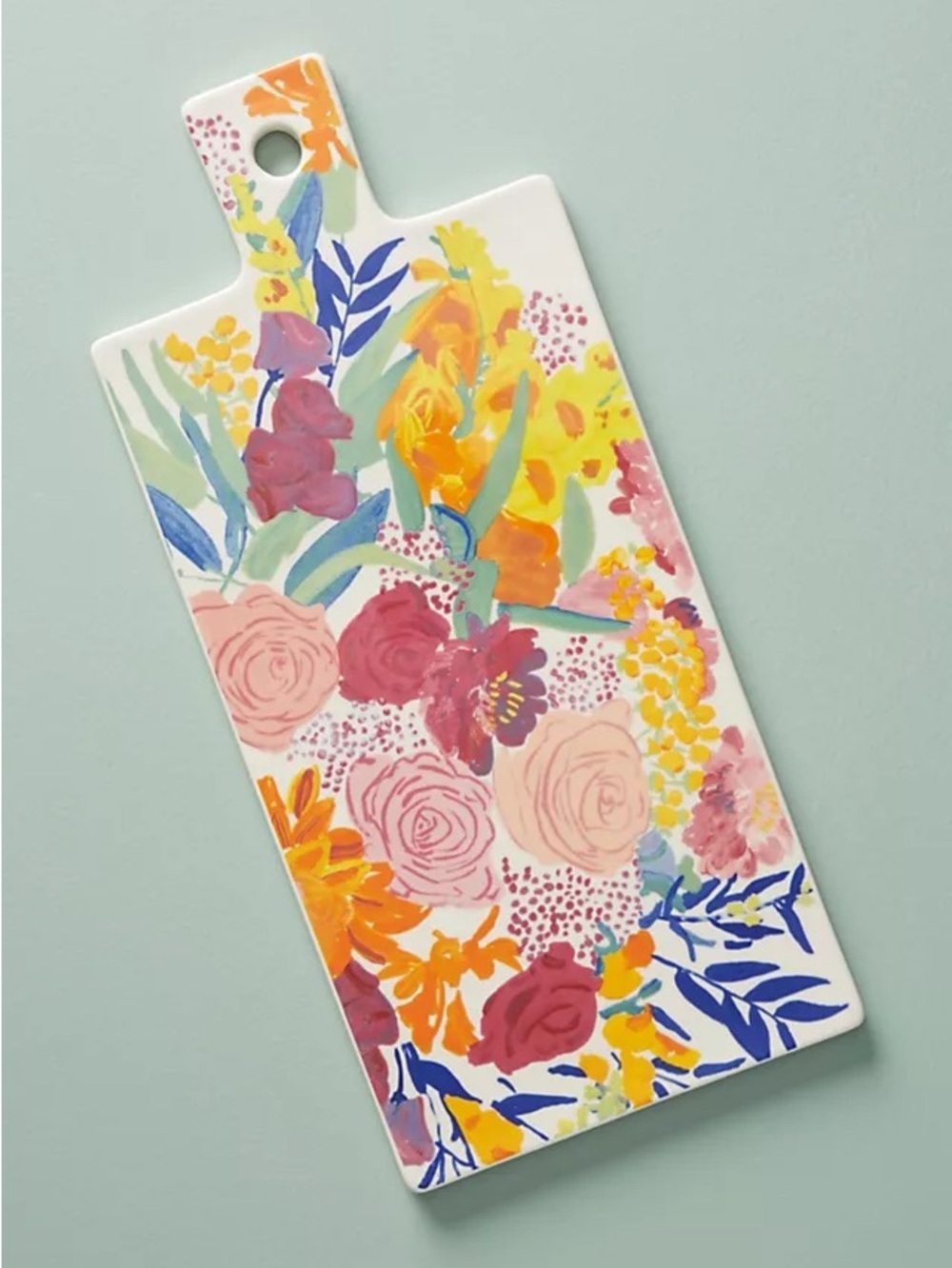 Anthropologie Bridgette Thornton Floral Ceramic Charcuterie Board Serving Dish